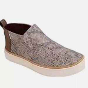 Toms Paxton Suede Upper Cobblestone Snake Pull on Sneakers Gray size 8 10015803